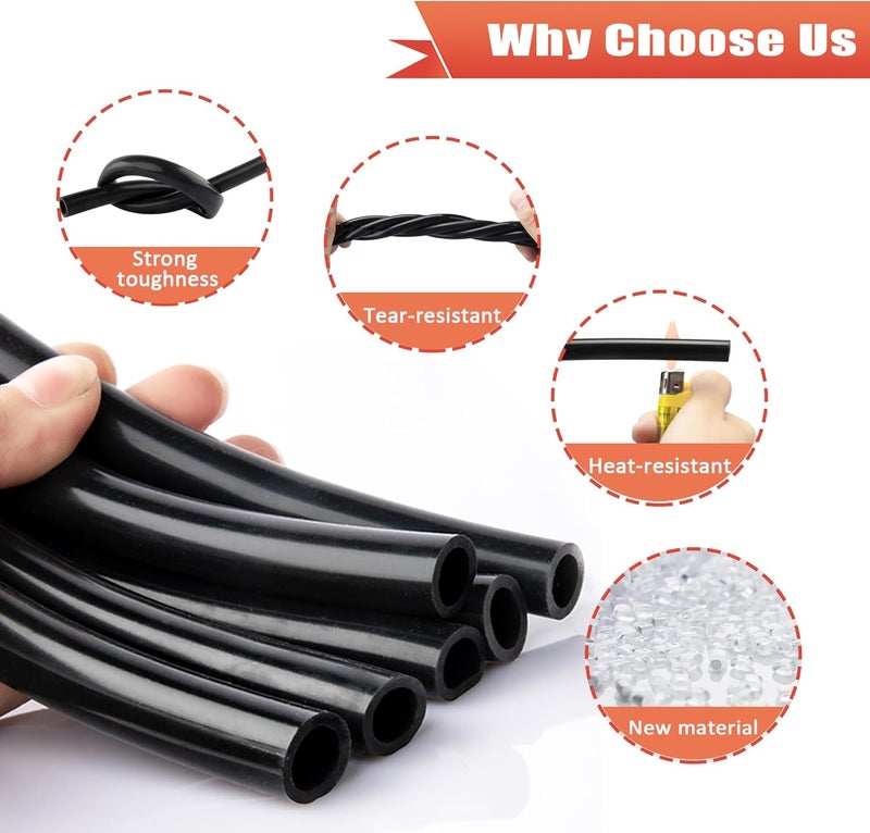 Impesur 3/8" Silicone Vacuum hose, 10FT Vacuum Hose Automotive Black (ID 10mm) 130PSI Max Pressure with 5 Hose Clamps - Image 2